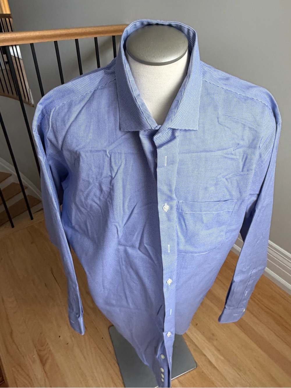 Pronto Uomo Light Blue Micro-Check Dress Shirt
